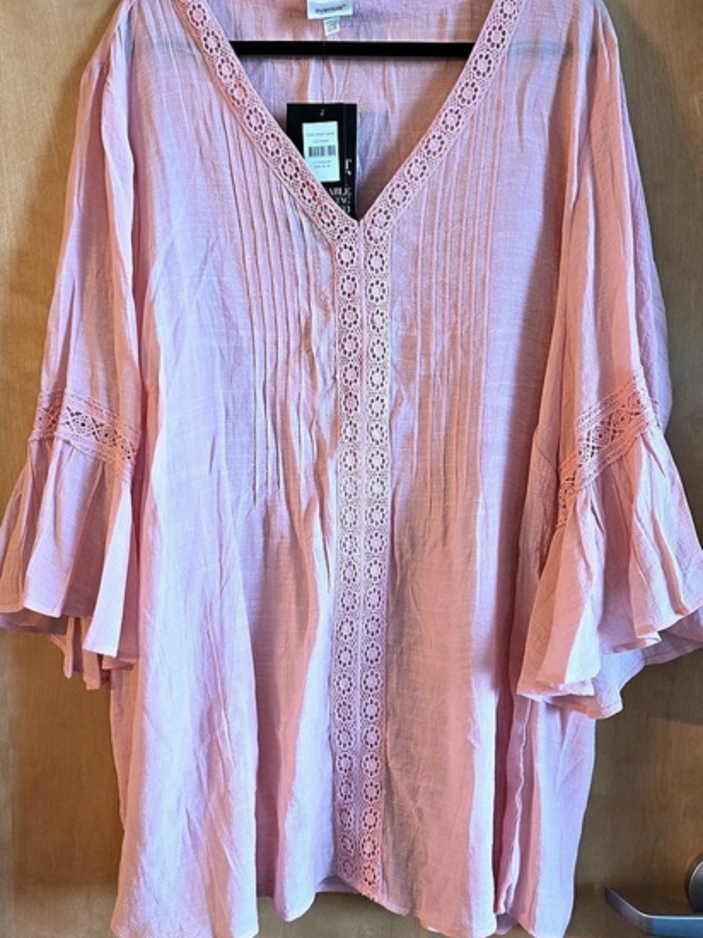 Avenue Crochet Trim Tunic Pink Size 24/26